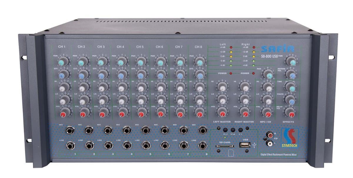 STARTECH SAFİR S8800U 8 KANAL 2X400 W RACK TİPİ AMPLİFİKATÖR