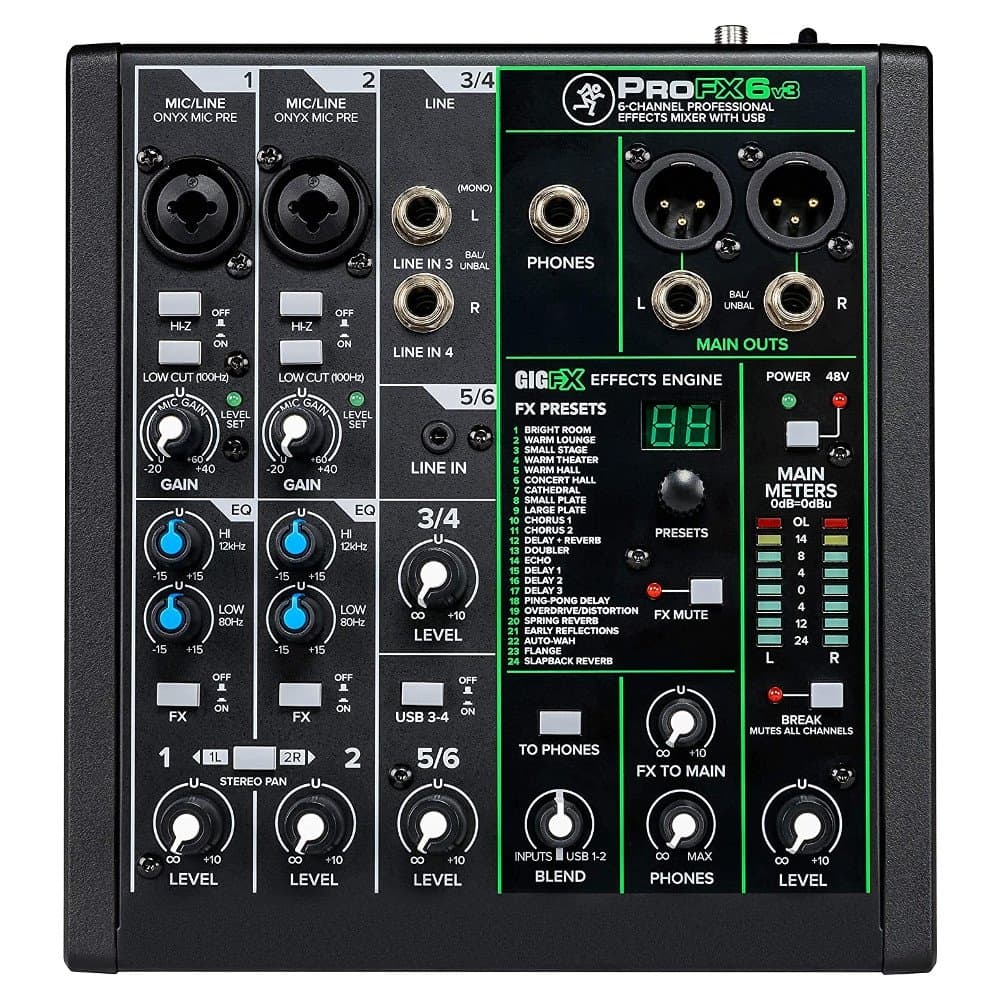 MACKIE PROFX6V3BT 6 KANAL ( 2 MONO + 2 ST) DECK MİKSER