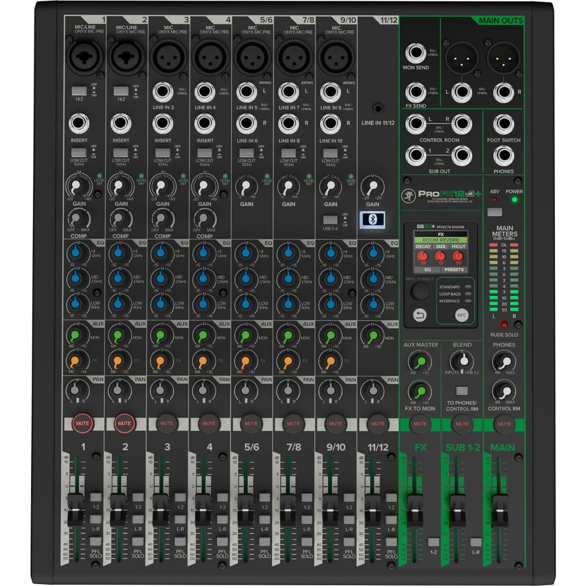 MACKIE PROFX12V3BT ( 10 GİRİŞ ( 7 MONO + 2 ST) DECK MİKSER