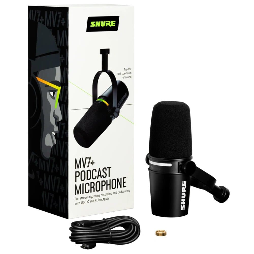 SHURE MV7+-K HİBRİT DİJİTAL VE ANALOG YAYINCI MİKROFONU (SİYAH)