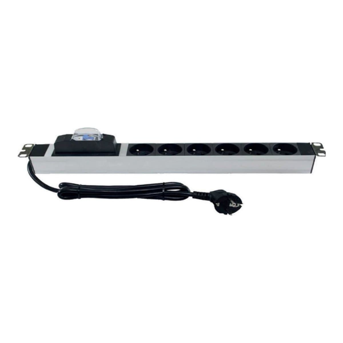 AGER 6xDIN49440 Soketli Schuko Grup Priz, 19'' 1U, Aluminyum profil gövdeli, 16A