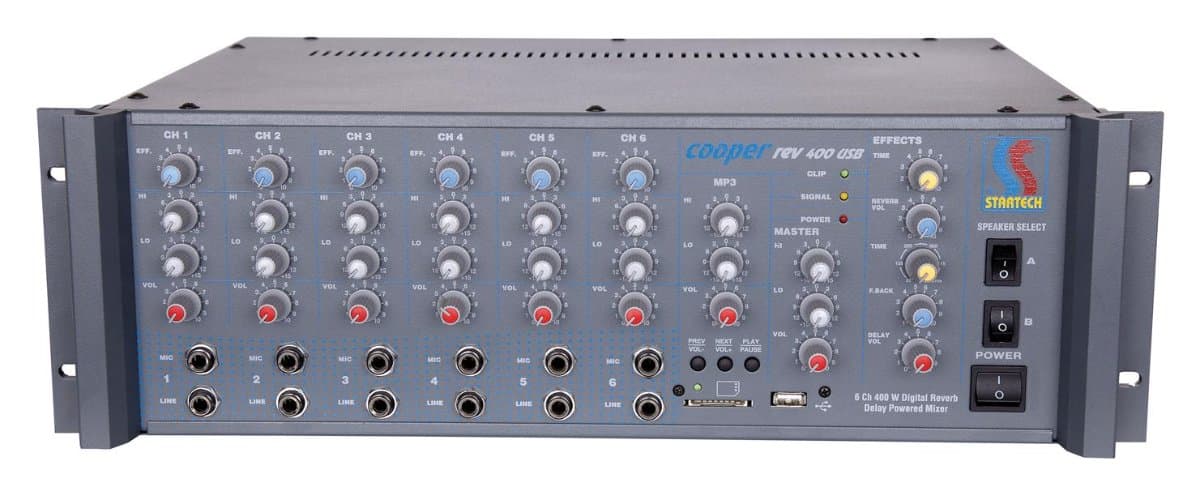 STARTECH REV-400USB 400W EKO+REVERB 6 KANAL TRAFOLU AMPLİFİKATÖR
